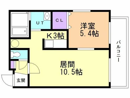 プレジャー室蘭駅前Ⅱ【105号室】の間取り