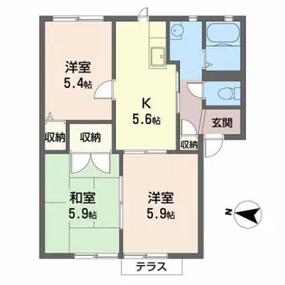 ルネ熊取【103号室】の間取り