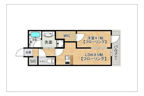 バウスステージ大濠【104号室】の間取り