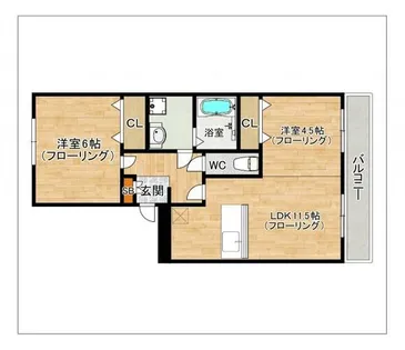 コアロード今宿【A301号室】の間取り