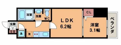 ラシュレエグゼ天王寺【9階】の間取り