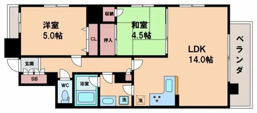 アーデン上本町【4階】の間取り