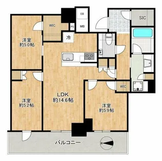 シエリアタワー大阪堀江【44階】の間取り