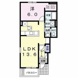 ネオガーデン朽網東Ⅱ【1階】の間取り