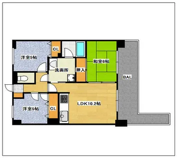 ライオンズマンションシーサイド今宿【204号室】の間取り