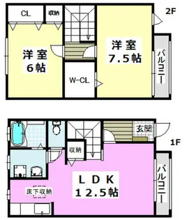 大阪府茨木市水尾3丁目【テラスハウス】の間取り