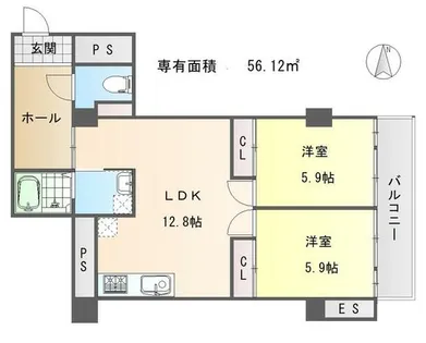 グランディール堤【2階】の間取り