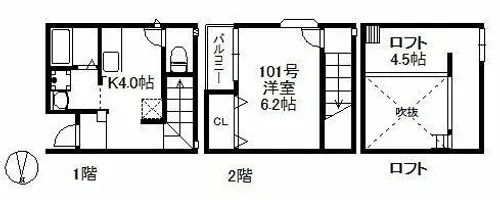 フェリオ千早【1階】の間取り