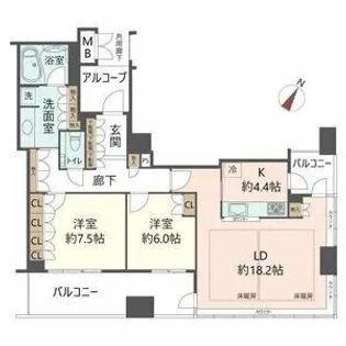 ジオグランデ梅田【15階】の間取り