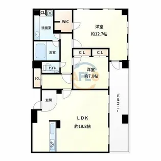 レジディア心斎橋ウエスト【13階】の間取り