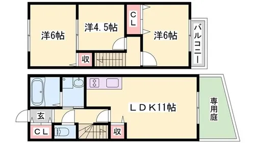 ベルヴィルカノウ【2号室】の間取り