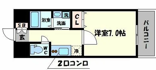 オーロラ・タワー難波【2階】の間取り