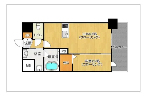 シーズンフラッツ渡辺通【903号室】の間取り