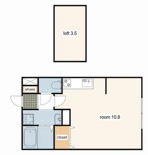 リブフラットポルトゥス【208号室】の間取り