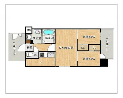 リアンシエルブルー雑餉隈【9階】の間取り