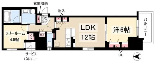 プレサンスロジェ名古屋久屋大通公園【4階】の間取り