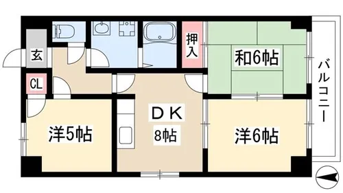 リージョン妙音【5階】の間取り