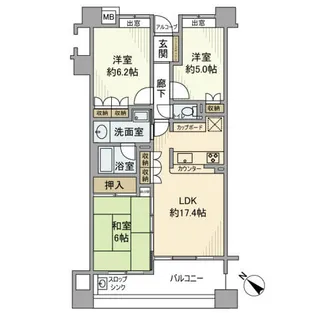 ジュネス泉佐野コンドミニオ【11階】の間取り