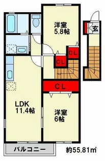 ブローマン杉 A棟【2階】の間取り