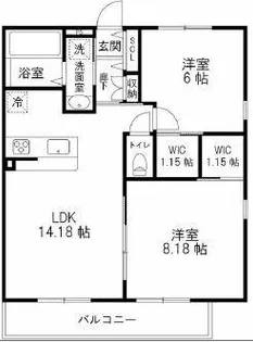 フェリスコート若江北町Ⅰ【3階】の間取り