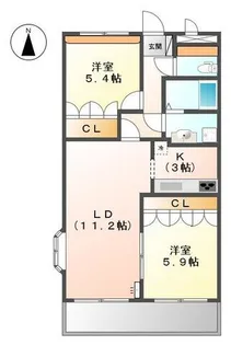 グランドールA【206号室】の間取り