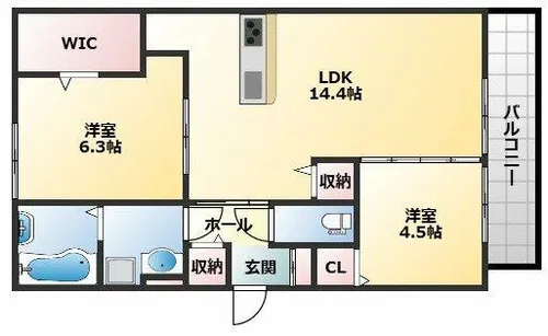 トリシアノーステラス【1階】の間取り