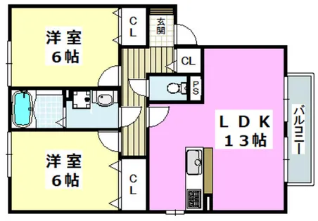クロスロードA棟【2階】の間取り