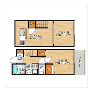 Riz エクリュ B【B号室】の間取り