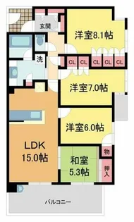 リベール宝塚ラフィーナ【3階】の間取り