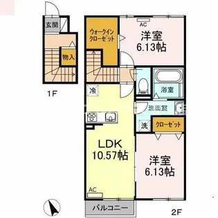 オアシス東豊 B棟【2階】の間取り