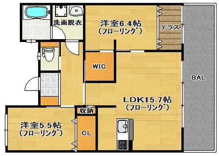 シェソワアンテイ【2階】の間取り