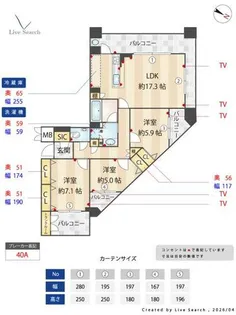 グランドサンリヤン大濠公園タワー【3階】の間取り