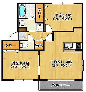 スクエア田村【B102号室】の間取り