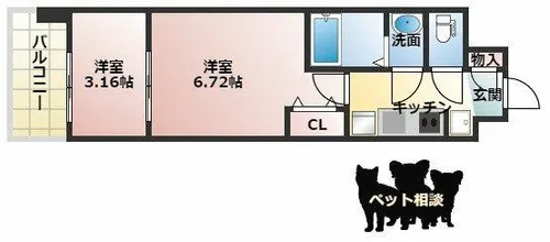 AELL OSAKA EAST【6階】の間取り