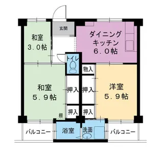 ビレッジハウス見瀬2号棟【1階】の間取り