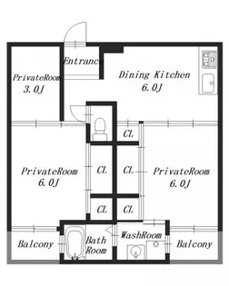 ビレッジハウス見瀬1号棟【2階】の間取り