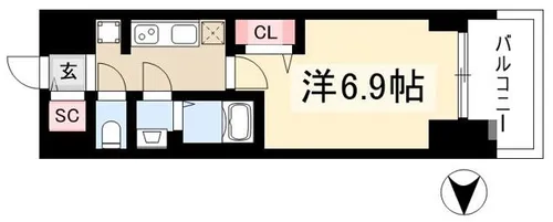 プレサンスNAGOYAファスト【9階】の間取り