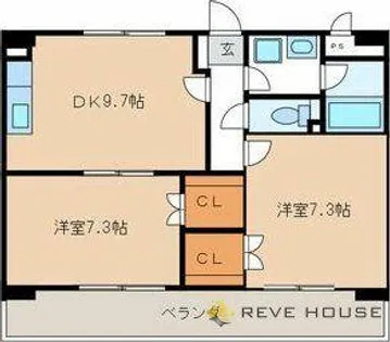 福岡県福岡市博多区豊1丁目【マンション】の間取り