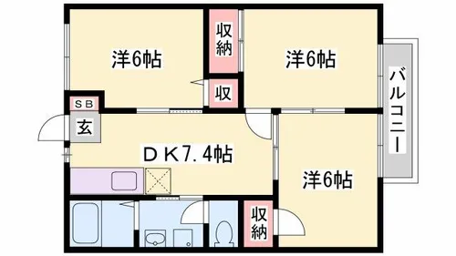 メゾン白国2号【101号室】の間取り