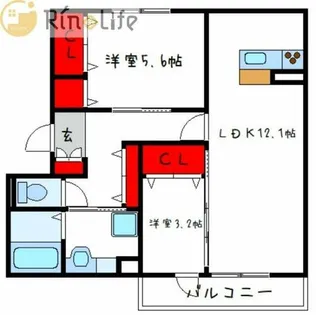 エスポワール老原【3階】の間取り