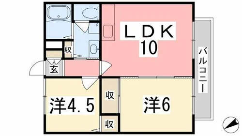 フラワーハイツ B棟【2階】の間取り