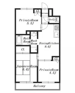 エバーグレース当麻【4階】の間取り