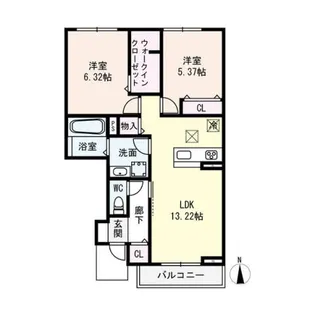 アムールメゾン葛城【1階】の間取り