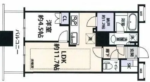 プレサンスレジェンド堺筋本町タワー【6階】の間取り