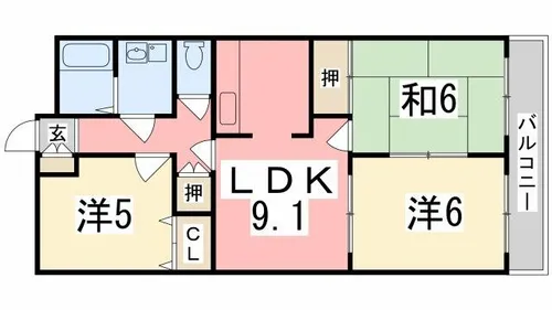 ソフィア花北【106号室】の間取り