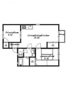 五反田ハイツ南棟【2階】の間取り