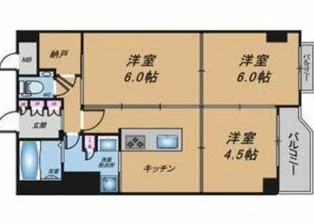 四ツ橋セントラルハイツ【5階】の間取り