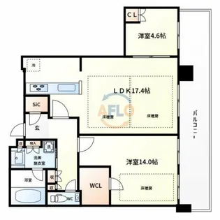 プラウドタワー堺東【23階】の間取り