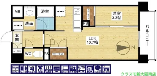 コンフォリア・リヴ東三国駅前ソルテラス【4階】の間取り