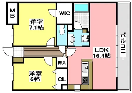 クレセントコート【2階】の間取り